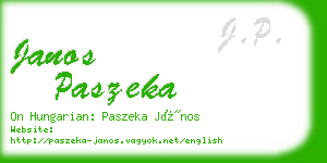 janos paszeka business card